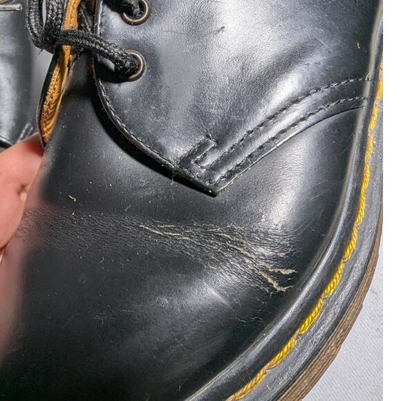 Vtg 1990s Dr. Martens Made in England 1461 Black Leather 3 Eye Oxfords UK 4 US 6 - Picture 4 of 9